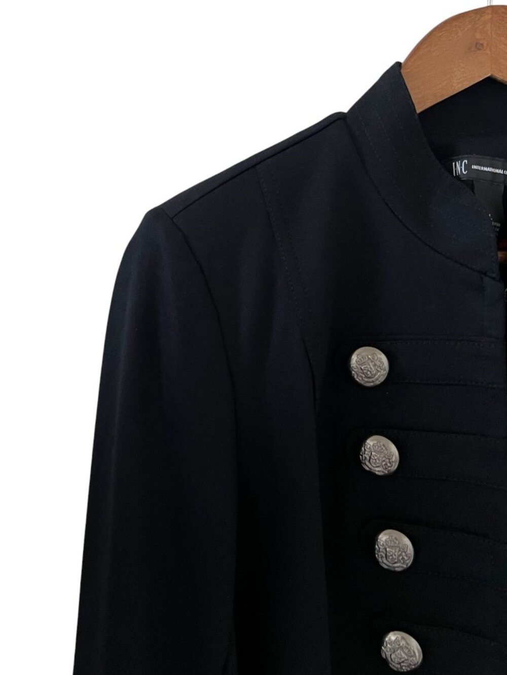 INC NEW Military Style Blazer/Jacket In Black Size L - Picture 3 of 14